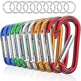 Sprookber 3' Aluminium Karabiner D-Ring - karabinerhaken Clips mit Federschnapphaken für Schlüsselanhänger Clip - 10 Stücke