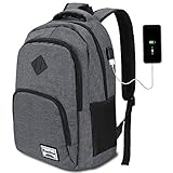 YAMTION Laptop Rucksack Herren Arbeit Rucksack Schulrucksack mit USB-Ladeanschluss für Business Wandern Reisen Camping,Oxford,20-35L