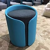 MEILISHAOMEI Runder Pouf Ottoman,Modern Einfach Weich Gepolsterter Hocker Ottoman Fußstütze Hocker,Kleiner Tritthocker Wechselschuhe Bank Für Wohnzimmer-Blau 38 * 38 * 46cm