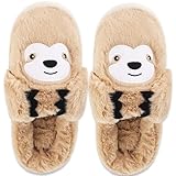 Merclix Faultier Hausschuhe Damen Winter Faultier Geschenk für Frauen Pantoffeln Damen Warme Kuschel Plüsch Rutschfeste Lustige Faultier Hausschuhe Flauschige Slippers