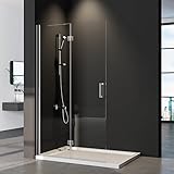 WDWRITTI Dusche Walk-in Duschwand 80cm Falttür Duschtrennwand, Faltbar Duschabtrennung mit 6mm NANO Leicht zu reinigendes Glas, Walk in Dusche Höhe 195cm Duschfaltwand in Chrom Alu