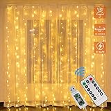 LED Lichtervorhang,3m x 2m 200 LEDS USB Lichterkettenvorhang,8 Modi mit Fernbedienung,Lichterkette für Schlafzimmer, innen außen Dekoration, Party Hochzeit Weihnachten Geburtstag Garten