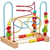 Balinco MOTORIKSCHLEIFE, Holzspielzeug Perlen Labyrinth mit Obstelementen & Perlenschieber. Baby Spielzeug 6 Monate