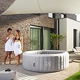 HOME DELUXE - Outdoor Whirlpool - Splash - Betonoptik, ⌀ 208 cm, Höhe 65 cm, 130 Luftdüsen - inkl. Abdeckung, Reparaturset, Filterset | Jacuzzi Außen Whirlpool Spa für 6 Personen