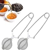 Voarge 2X Teezange,Teeei aus Edelstahl, Schnelle Teezubereitung für zwischendurch, Loose Leaf Tea Snap Ball & Tee Mesh Edelstahl Sieb mit Griff, Tea Infuser