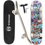 WHOME Pro Skateboards Komplett für Erwachsene/Kinder Mädchen/Jungen Anfänger/Profi - 31 x 8 Zoll Standard 8-Fach Alpine Ahorn Deck ABEC-9 inkl. T-Tool (Urban)