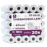 Ec-Cash Thermorollen 57mm x 18m x 12mm - Kassenrollen - Thermopapier - Bonrollen für Bankomat - Kredit-Kartenlesegeräte (57x40x12) mit SEPA-Lastschrifttext (20 Rollen)