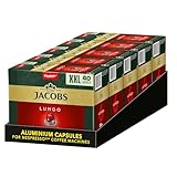 Jacobs Kaffeekapseln Lungo Classico 6, Nespresso* kompatible Kapseln, Samtige Crema, Intensität 6/12, 200 Stück (5 x 40 Getränke)