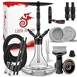 Little Dragon® Shisha Set Komplett - Shisha 2 Anschlüsse + edles Shisha Zubehör - Grandioser Durchzug und genialer Geschmack - Wasserpfeife 71cm mit Klick System & Closed Chamber