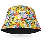 Pokemon Baseball Cap Kinder Snapback Kappe Kinder Jungen Bucket Hat Kinder Mützen Fischerhut Jungen Mädchen Fischermütze Anglerhut Sonnenhut Pikachu (Mehrfarbig Fischerhut)