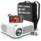 Beamer, 9500 Lumen Beamer Full HD 5G, WiFi Bluetooth Beamer 4K Native 1080P LED Heimkino Video Projector kompatibel mit Fire TV Stick, iOS /Android Smartphone, MAC/PC/Laptop/ PPT/ PS5