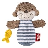 Fehn Mini-Rassel Otter – Mini-Greifling zum Rasseln, Fühlen, Spielen mit kuschelweichem Stoff-Tier – ein treuer Begleiter für Babys und Kleinkinder ab 0+ Monaten