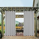 Macochico Terrassenvorhang Outdoor - Extra breite Verdunkelungsvorhänge Wasserdicht Winddicht Privatsphäre Outdoor Indoor Vorhänge für Veranda Pavillon Pavillon, Breit 100 x Lang 213 cm, Grau