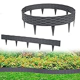 YRHome 60m Rasenkante Beeteinfassung Beetumrandung Gartenpalisade mit 60 Elemente á 100 cm Kunststoff Rattan Design Beetzaun Weidezaun Palisaden Biegbarer UV-beständig Wetterfest Erdspieß Anthrazit