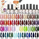 48 Stück UV Nagellack Set, FINGEROOM Gel Nagellack mit Unterlack,Glänzender & Matte Überlack, Diamant & FluoreszenzÜberlack & 3 Liner Gel，Gellack UV Shellac Nagellack Gel Set für Nagel Design