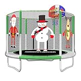 Fashionsport OUTFITTERS Trampolin mit Sicherheitsnetz, 152,4 cm, Mini-Trampolin für Kinder, Innen- und Außenbereich, Kleinkind-Trampolin mit Basketballkorb und Weihnachtsdekoration, Grün