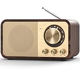 Nostalgie Radio, Retro Radio mit Bluetooth, TF Karten Slot, 2000mAH Wiederaufladbare Batterie, 5 Watt Lautsprecher, Vintage Radio mit AUX/USB, Radio für Küche/Schlafzimmer/Büro