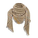 Vhersily Retro Damen Tartan Schal Plaid weich kontrolliert Wrap Schal Schal Schal Winterschal Elegant Warm Leicht Schal Große Kaschmir Karierte Stola Pashmina Weich, Yellow C, Einheitsgröße