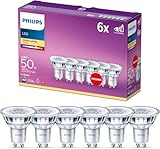 Philips LED Classic GU10 Lampen 6-er Pack (50 W), Reflektor LED Spots mit warmweißem Licht, energiesparende Lampen mit langer Nutzlebensdauer