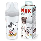 NUK First Choice+ Babyflaschen Starter Set | 0–6 Monate | 4 Flaschen mit Temperature Control Anzeige & Flaschenbox | Anti-KoliK-Ventil | BPA-frei | Disney Winnie Puuh | 5 Stück