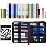 Zeichenset, IVSUN 52 Buntstifte und Skizzenstifte Set, Zeichenstifte professionell Set mit Aquarellstift, Graphitstift zum Skizzieren und Zeichnen, Ideal für Erwachsene und Kinder