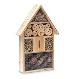 Relaxdays Insektenhotel HBT 48 x 31 x 10 cm Bienenhotel aus Naturmaterialien als Unterschlupf für Käfer, Bienen, Wespen und Schmetterlinge Insektenhaus aus Holz mit Spitzdach, natur