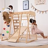 Giant bean klettergerüst Indoor, Mittelgroßer Indoor-Spielplatz, Klettergerüst für Kinder im Alter von 2 bis 5 Jahren, Kleinkinder-Kletterspielzeug 8-in-1 mit Rutsche, Kletterwand, Kletterseil