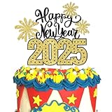 1 Packung 2024 Happy New Year Cake Topper Glitter Hello 2024 Feuerwerk Kuchen Pick Welcome 2024 Happy New Year Cake Decoration Party Supplies Gold