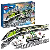 LEGO City Personen-Schnellzug, Set mit ferngesteuertem Zug, Eisenbahn-Spielzeug mit Scheinwerfern, 2 Wagen und 24 Schienen-Elementen, Geschenk für Kinder, Jungen und Mädchen 60337