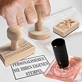 Stempel Personalisiert, Buchstempel Personalisiert mit Logo Und Namen, Stempel Weihnachten, Wunschtext, Holzstempel Ernsthaft,Quadrat,5x3cm