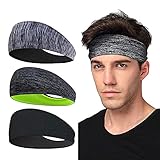 Sport-Stirnband 3 Pack, LATTCURE Herren Stirnband, Schweißband, Stirnband Anti Rutsch, für Jogging, Laufen, Wandern, Fahrrad- und Motorrad Fahren