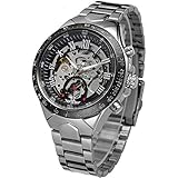 Yoodeet Skelett Uhren Automatische Selbstwind Mechanische Uhren Silber Edelstahl Herren Armbanduhr