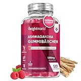 Ashwagandha 1200mg - 120 Gummibärchen - 2 Monate Vorrat - Ohne Gelatine, Vegan & Glutenfrei - Himbeergeschmack - Ashwagandha Wurzel Extrakt (Withania Somnifera) - Natürliche Zutaten - WeightWorld