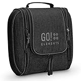 GO!elements® Kulturbeutel Kulturtasche zum Aufhängen Herren & Damen - Kosmetiktasche groß Mann Frauen für Koffer & Handgepäck - Waschtasche Reise-Tasche, Farbe:Schwarz