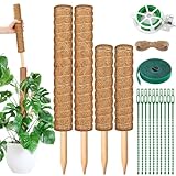 modacraft 4 Pack Pflanzenstab Rankhilfe(42, 32cm), Biegbar Kokosfaser Moosstab für Monstera mit Sprühflasche Garten Drehbinder Pflanzenbinder Pflanzenetiketten Juteseil Kokosstab für Kletterpflanzen