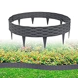 ACXIN 30m Rasenkante Beeteinfassung Gartenpalisade in Rattan-Optik mit 30 Elemente á 100 cm Beetumrandung Gartenpalisade Rund Kunststoff Palisaden UV-beständig (30 Stück, Anthrazit)