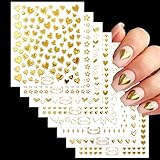 Gold Nagelsticker,9 Blatt Blumen Stern Herz Nagelkunst Aufkleber Selbstklebend,Nageldesign Zubehör Nail Stickers für Nagelkunstdesign Dekoration
