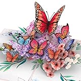 papercrush® Pop-Up Karte Schmetterlinge auf Blumen - 3D Geburtstagskarte für Frau, Freundin & Mutter (Ich Denke an Dich, Gute Besserung, Hochzeit) - Glückwunschkarte zum Geburtstag für Geldgeschenk