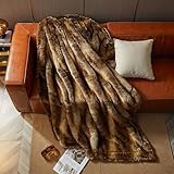 HOMFINE Luxuriöse Kunstfelldecke Felldecke Kunstfell - Kuscheldecke Flauschig Fellimitat Decke, Faux fur Blanket, Kuscheldecke Fell Flauschig für Couch Bett Tagesdecke, 150x200cm, Braun