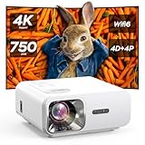 Beamer【AI Auto Fokus/Trapezkorrektur】 Full HD 1080P Beamer Unterstützt 4K, 25000L WiFi6 Bluetooth Jimveo Video Beamer,4P/4D Auto Trapezkorrektur LED Handy Projector 50% Zoom 300 '' Beamer 4k Heimkino