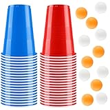 Bierpong Becher Set, Beer Pong Becher Enthält 12 Tischtennisbälle und 40 Becher , 500ML Beerpongbecher, Wiederverwendbare Partybecher für Weihnachten Party Geburtstag Festivals Hochzeit Camping