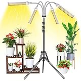 Pflanzenlampe LED mit Ständer, Garpsen 420 Leds Vollspektrum Pflanzenlicht für Zimmerpflanzen, 4 Heads Grow Lampe mit Verstellbares Stativ, 3/6/12H Timer, 4 Arten von Modus, 5 Helligkeitsstufen