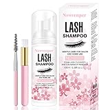 Wimpernshampoo Wimpernschaum Cleanser mit Reinigungsbürste Wimpernreiniger für Wimpernverlängerung Schaumwäsche zum Entfernen von Make-up-Rückständen Lash Shampoo für Zuhause und Salon Gebrauch 100ML