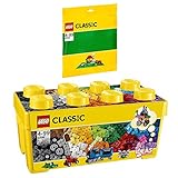 Lego Classic 2er Set 10696 & 10700 Bausteine-Box + Grüne Grundplatte – Kreatives Konstruktionsspielzeug für Kinder, Fördert Feinmotorik und Vorstellungskraft, Ideal für Bauprojekte und Lernspiele