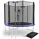 KINETIC SPORTS Trampolin 305 cm für Kinder und Erwachsene - TÜV GS-geprüft - Komplett Set mit Sprungtuch Netz Randpolster Abdeckung Leiter - Sport Kindertrampolin Outdoor 3m für den Garten - bis 160 kg