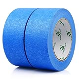 BOMEI PACK 2 Rollen Blau Kreppband 48mmx50 m - Universal Kreppband für Malerarbeiten und Dekoration Malerkrepp - Leicht Abnehmbar Abklebeband - Malerband Wasserdicht Blau