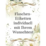 8 Flaschenetiketten selbstklebend mit Text personalisiert - Etikett White Roses - Flaschen Aufkleber für Wein oder Sekt