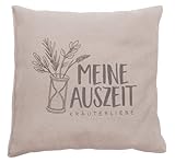 Herbalind Kräuterkissen Meine Auszeit Taupe 20x20 cm - Erkältungskissen mit Füllung ohne Chemie - Deko Kissen Bezug 100% Baumwolle, als Hausmittel bei Erkältung, Duftkissen, Aromakissen, weiß