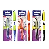 Pelikan Erase 2.0 Ergonomischer radierbarer Tintenroller, Tinte Schwarz, Rot und Blau, für Rechts- und Linkshänder, für die Schule, nachfüllbar, 3 Stück