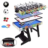 OYE 4FT 4 In 1 Zusammenklappbar multifunkniertes Tischspiel - Tischfußball(Tischkiker)/Tischtennis/Air Hockey/Billard-Tisch